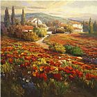 Roberto Lombardi Canvas Paintings - Poppy Fields